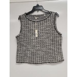 NWT MAX STUDIO Sleeveless Top Black/White Tweed Sz XL 0050